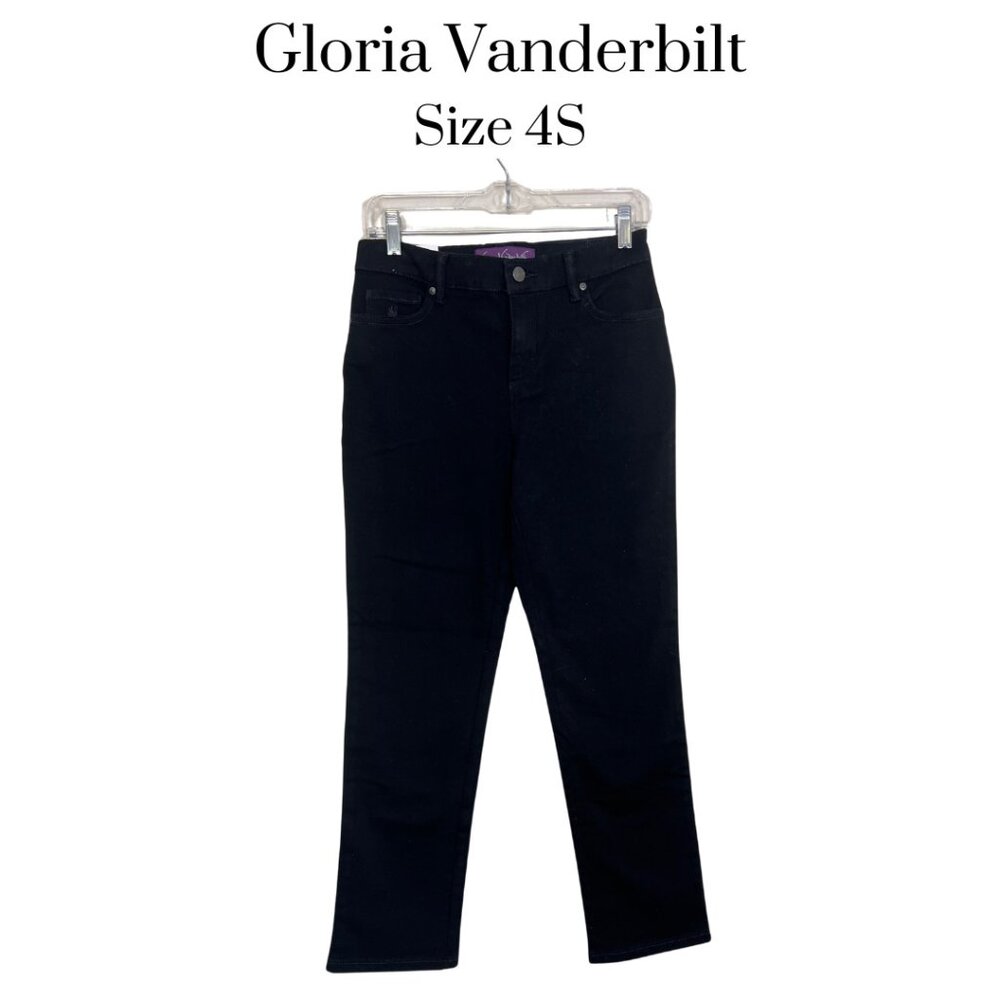 NWT Gloria Vanderbilt Amanda Black Jeans Size 4 short The Original Slimming Jean
